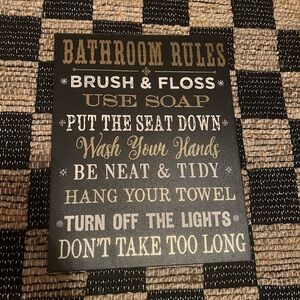 Bathroom Rules Sign - Black and Gold
